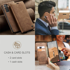 CASEME 013 Series TPU-Innenfutter-Abdeckung, Brieftaschen-Stand-Design, leichte, automatisch absorbierende PU-Leder-Telefonhülle für Samsung Galaxy S22+ 5G 