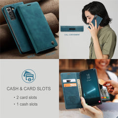 CASEME 013 Series for Samsung Galaxy S22 5G PU Leather Wallet Phone Case Stand Magnetic Absorption Card Holder Cover