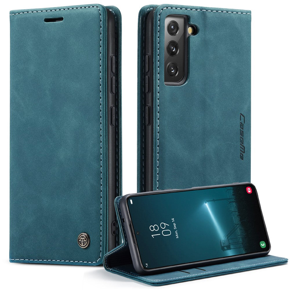 CASEME 013 Series for Samsung Galaxy S22 5G PU Leather Wallet Phone Case Stand Magnetic Absorption Card Holder Cover - TechGearPal
