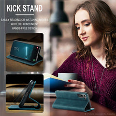CASEME 013 Series for Samsung Galaxy S22 5G PU Leather Wallet Phone Case Stand Magnetic Absorption Card Holder Cover