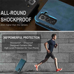 CASEME 013 Series for Samsung Galaxy S22 5G PU Leather Wallet Phone Case Stand Magnetic Absorption Card Holder Cover