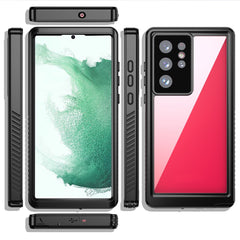 REDPEPPER FS Series Waterproof Case for Samsung Galaxy S22 Ultra 5G Transparent Hybrid Back Phone Cover [Support Fingerprint Unlock] IP68 IP6X