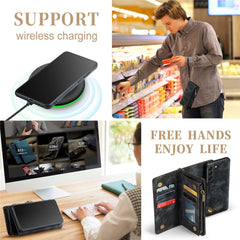 CASEME 008-Serie für Samsung Galaxy S22 5G, stoßfestes PU-Leder, abnehmbare 2-in-1-Telefonhülle, multifunktionale Anti-Fall-Brieftaschen-Ständerschale 