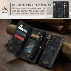 CASEME 008-Serie für Samsung Galaxy S22 5G, stoßfestes PU-Leder, abnehmbare 2-in-1-Telefonhülle, multifunktionale Anti-Fall-Brieftaschen-Ständerschale 