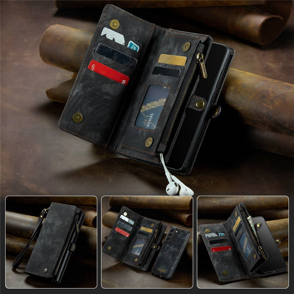 CASEME 008 Series for Samsung Galaxy S22 5G Shockproof PU Leather Detachable 2-in-1 Phone Case Multifunctional Anti-fall Wallet Stand Shell - TechGearPal