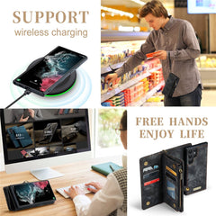 CASEME 008 Series for Samsung Galaxy S22 Ultra Detachable 2-in-1 PU Leather Phone Case Multifunctional Wallet Stand Protective Cover
