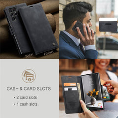 CASEME 013 Series for Samsung Galaxy S22 Ultra 5G Foldable Stand Wallet PU Leather + TPU Cover Auto-absorbed Magnetic Closing Phone Case