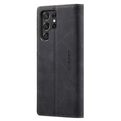CASEME 013 Series for Samsung Galaxy S22 Ultra 5G Foldable Stand Wallet PU Leather + TPU Cover Auto-absorbed Magnetic Closing Phone Case