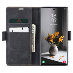 CASEME 013 Series for Samsung Galaxy S22 Ultra 5G Foldable Stand Wallet PU Leather + TPU Cover Auto-absorbed Magnetic Closing Phone Case