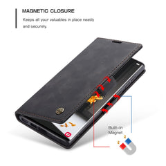 CASEME 013 Series for Samsung Galaxy S22 Ultra 5G Foldable Stand Wallet PU Leather + TPU Cover Auto-absorbed Magnetic Closing Phone Case