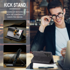 CASEME 013 Series for Samsung Galaxy S22 Ultra 5G Foldable Stand Wallet PU Leather + TPU Cover Auto-absorbed Magnetic Closing Phone Case