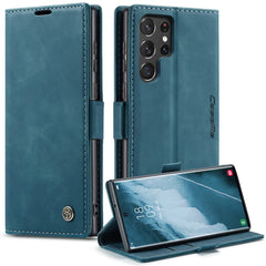 CASEME 013 Series for Samsung Galaxy S22 Ultra 5G Foldable Stand Wallet PU Leather + TPU Cover Auto-absorbed Magnetic Closing Phone Case