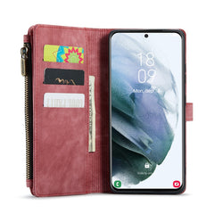 Für Samsung Galaxy S22+ 5G-Telefonhüllen mit Riemen CASEME C30 Reißverschluss Mehrere Kartenhalter PU-Lederabdeckung 