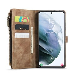Für Samsung Galaxy S22 5G-Telefonhüllen mit Riemen CASEME C30 Reißverschluss Mehrere Kartenhalter PU-Lederabdeckung 