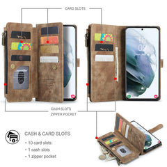 Für Samsung Galaxy S22 5G-Telefonhüllen mit Riemen CASEME C30 Reißverschluss Mehrere Kartenhalter PU-Lederabdeckung 