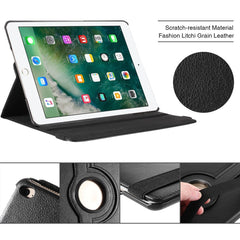Litchi Grain 360 Swivel Smart Stand Leather Tablet Cover for iPad 9.7-inch (2018) / 9.7-inch (2017)