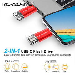 MICRODRIVE 64GB 2-in-1 USB 2.0 / Type-C U-Disk Phone Laptop Computer Flash Disk - TechGearPal