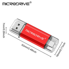 MICRODRIVE 64GB 2-in-1 USB 2.0 / Type-C U-Disk Phone Laptop Computer Flash Disk - TechGearPal