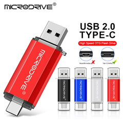 MICRODRIVE 64GB 2-in-1 USB 2.0 / Type-C U-Disk Phone Laptop Computer Flash Disk - TechGearPal