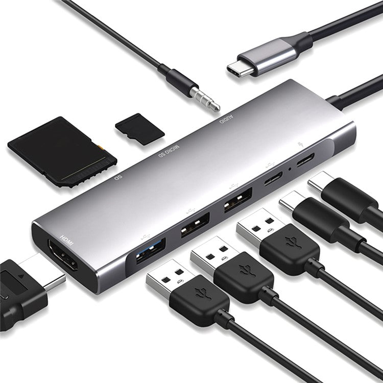 9 in 1 Docking Station 4K 30Hz USB C Hub HDMI Compatible 100W PD USB 3.0 + 2.0 Multiport Adapter for Laptop PC - TechGearPal