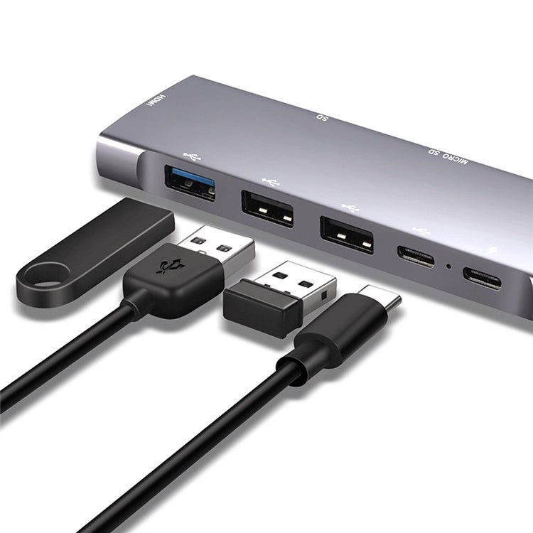 9 in 1 Docking Station 4K 30Hz USB C Hub HDMI Compatible 100W PD USB 3.0 + 2.0 Multiport Adapter for Laptop PC - TechGearPal