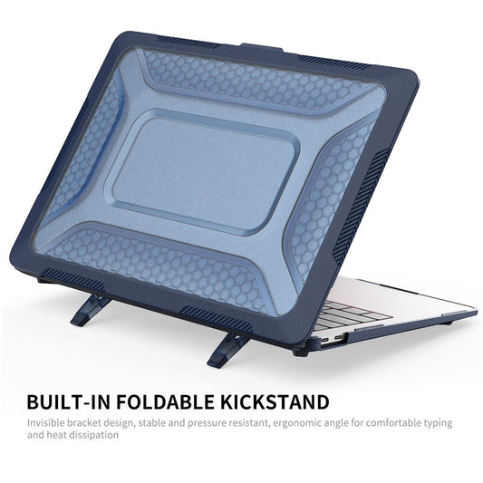 ENKAY HAT PRINCE Shockproof Slim Case for MacBook Air 13 inch (2018) A1932 (EU Version) Anti-Scratch Laptop Case Kickstand Protective Cover with TPU Keyboard Film + Dust-Proof Plugs