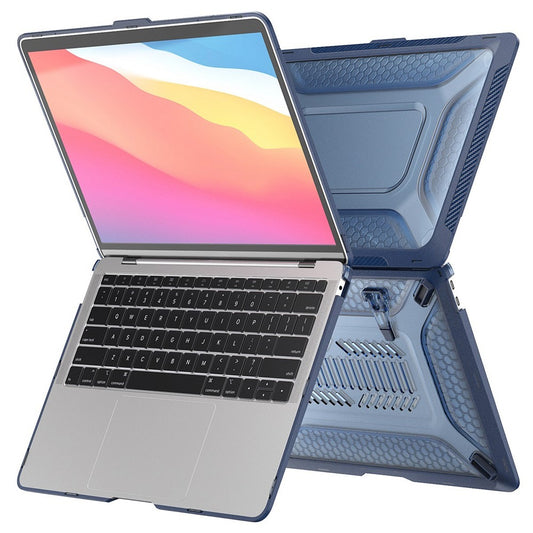 ENKAY HAT PRINCE Protective Case for MacBook Air 13 inch (2018) A1932 (US Version) Shockproof Laptop Slim Cover Anti-Drop Kickstand Case with TPU Keyboard Film + Dust-Proof Plugs