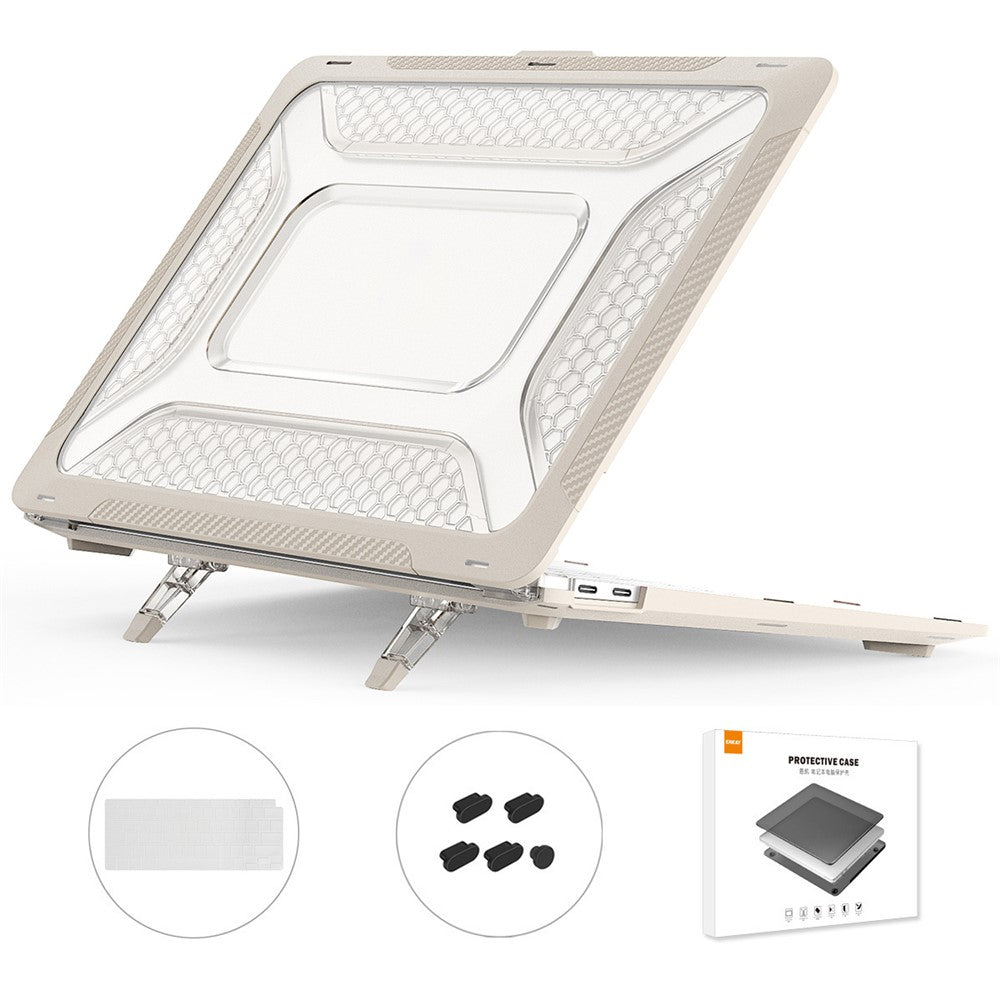 ENKAY HAT PRINCE Protective Case for MacBook Air 13 inch (2018) A1932 (US Version) Shockproof Laptop Slim Cover Anti-Drop Kickstand Case with TPU Keyboard Film + Dust-Proof Plugs