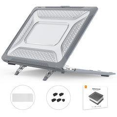 ENKAY HAT PRINCE for MacBook Air 13 inch (2020) A2179  /  A2337 (US Version) Hard PC Shell Fold Kickstand Protective Cover with Transparent TPU Keyboard Film + Dust-Proof Plugs