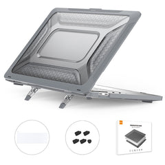 ENKAY HAT PRINCE for MacBook Pro 13 inch (2020) A2251 / A2289 / A2338 (EU Version) Hard PC Protective Cover Kickstand Laptop Case with Transparent TPU Keyboard Film + Anti-Dust Plugs