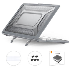 ENKAY HAT PRINCE for MacBook Pro 13 inch (2020) A2251 / A2289 / A2338 (US Version) Fold Kickstand Heat Dissipation Case Hard PC Cover with Clear TPU Keyboard Film + Anti-Dust Plugs