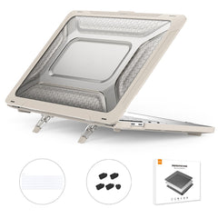 ENKAY HAT PRINCE for MacBook Pro 13 inch (2020) A2251 / A2289 / A2338 (US Version) Fold Kickstand Heat Dissipation Case Hard PC Cover with Clear TPU Keyboard Film + Anti-Dust Plugs