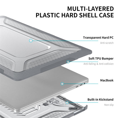 ENKAY HAT PRINCE 3-in-1 Anti-Scratch Kickstand Cover for MacBook Pro 16 inch (2019) A2141 (US Version), Hard PC Laptop Shell with TPU Keyboard Film + Anti-Dust Plugs