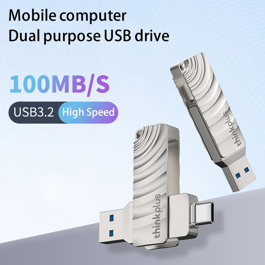 LENOVO THINKPLUS MU232 32GB for iPhone 15 Series USB+Type-C Data Storage Thumb Stick Rotating Design High-speed USB 3.2 Flash Drive - TechGearPal