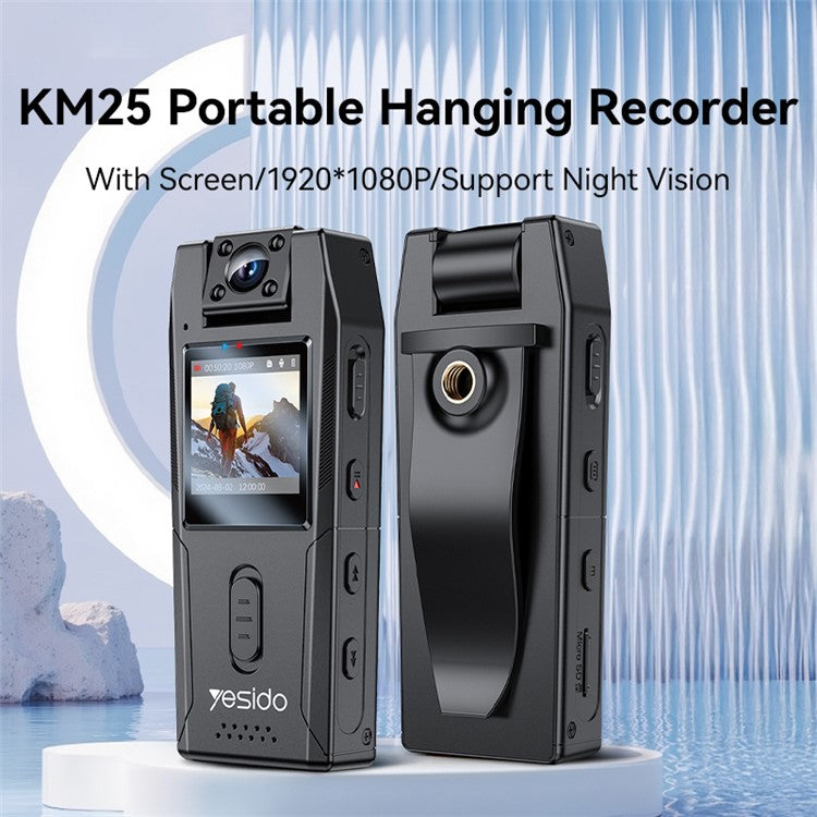 YESIDO KM25 Video Recorder 180 Degree Rotating Lens HD 1.3 Inch Screen 1080P Outdoor Cycling Hiking Camera - TechGearPal