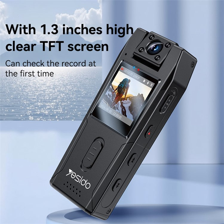 YESIDO KM25 Video Recorder 180 Degree Rotating Lens HD 1.3 Inch Screen 1080P Outdoor Cycling Hiking Camera - TechGearPal