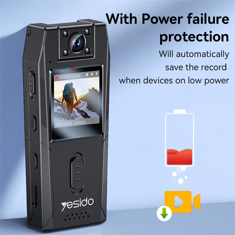 YESIDO KM25 Video Recorder 180 Degree Rotating Lens HD 1.3 Inch Screen 1080P Outdoor Cycling Hiking Camera - TechGearPal