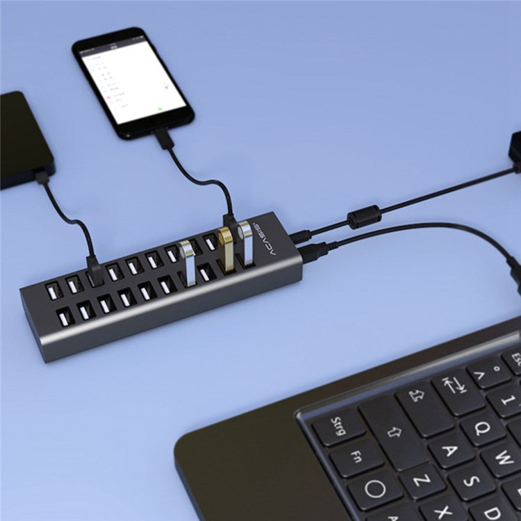 ACASIS H037 USB2.0 Hub Multi-Function Extended 20-Port Hub Adapter with Power Supply Por - TechGearPal