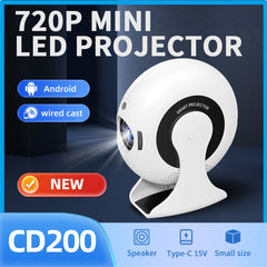 CD200 Android 11.0 Portable Projector 270 Degree Rotation Multifunction LCD Home Theater 1+8GB