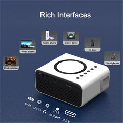YT300 Mini Projector LED Smart TV Portable Home Theater Rich Interface Low Noise Internal Speaker