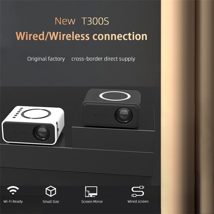 T300S 320x240 24ANSI Lumens LCD Projector Home Theater Mini Projector Support Wired / Wireless Sync Scree - TechGearPal