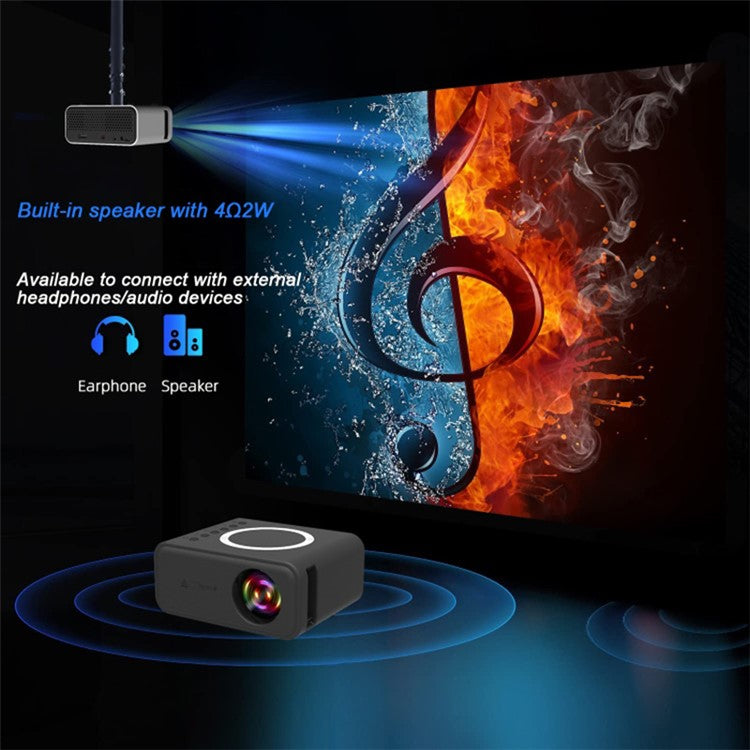 T300S 320x240 24ANSI Lumens LCD Projector Home Theater Mini Projector Support Wired / Wireless Sync Scree - TechGearPal