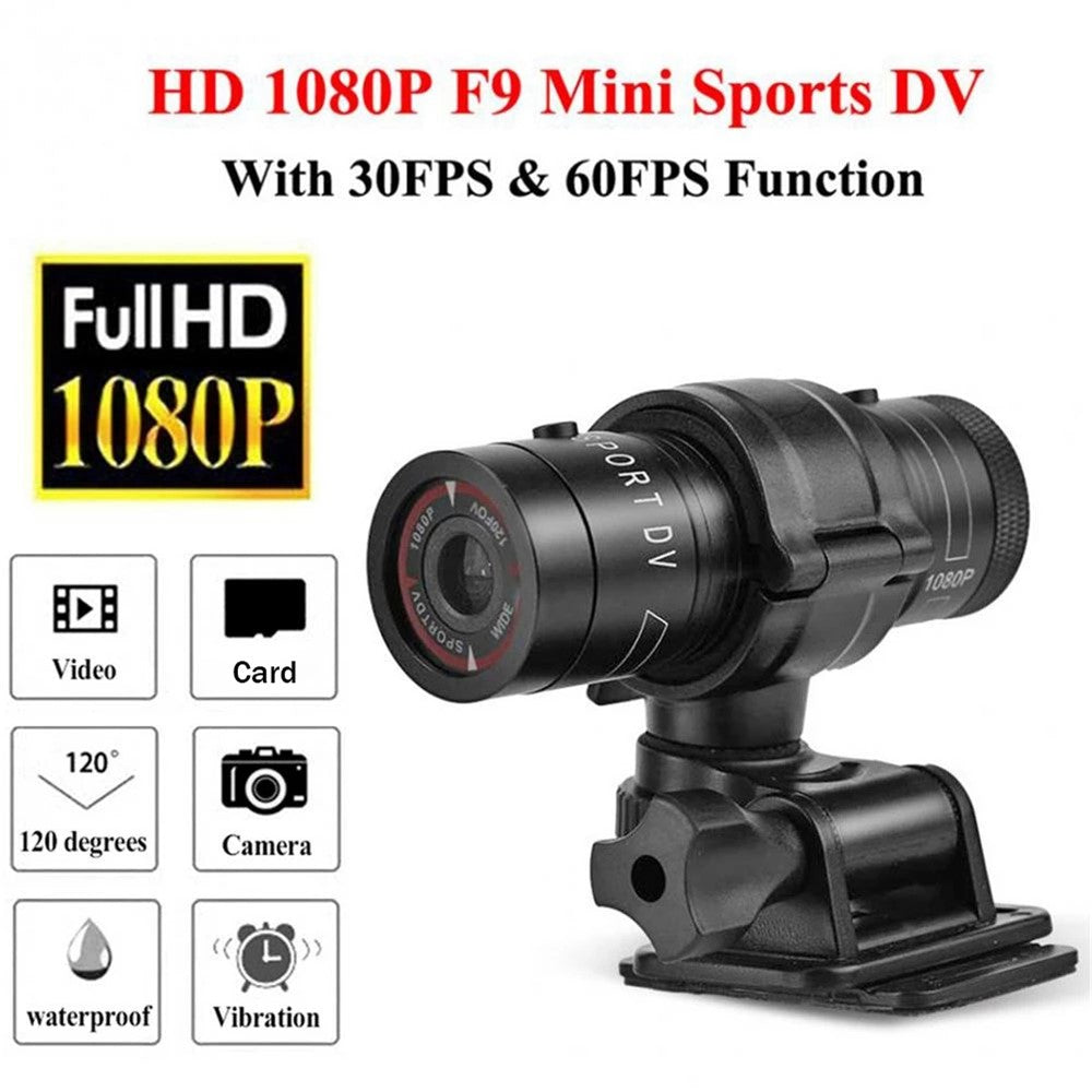 F9 HD 1080P 120 Degrees Outdoor Sports DV Mini Camcorder Waterproof Bike Motorcycle Helmet Video Camera - TechGearPal