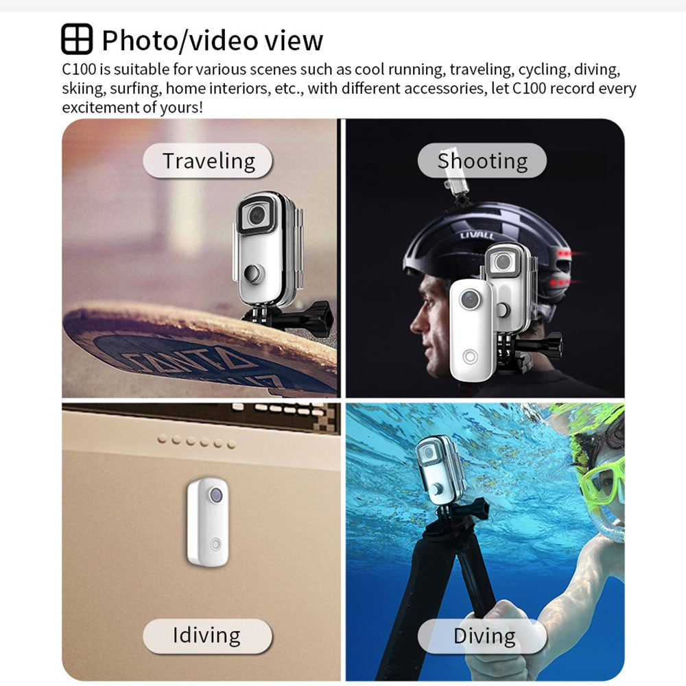SJCAM C100+ Digital Camera 2K HD 30m Waterproof Thumb Action Camera Motorcycle Ride Recorder Webcam for Riding Cycling - TechGearPal