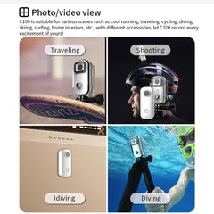 SJCAM C100+ Digital Camera 2K HD 30m Waterproof Thumb Action Camera Motorcycle Ride Recorder Webcam for Riding Cycling - TechGearPal