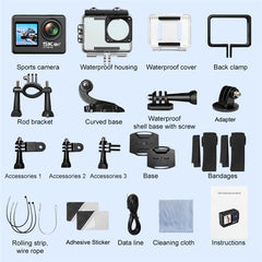 V5 5K WiFi EIS Anti-shake Action Camera 30m Waterproof Dual Screen Sports Camera - TechGearPal