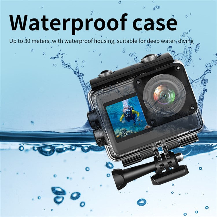V5 5K WiFi EIS Anti-shake Action Camera 30m Waterproof Dual Screen Sports Camera - TechGearPal