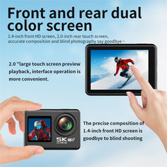 V5 5K WiFi EIS Anti-shake Action Camera 30m Waterproof Dual Screen Sports Camera - TechGearPal