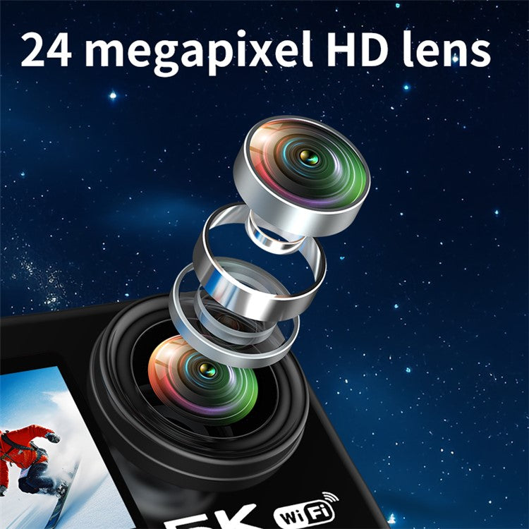 V5 5K WiFi EIS Anti-shake Action Camera 30m Waterproof Dual Screen Sports Camera - TechGearPal