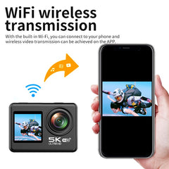 V5 5K WiFi EIS Anti-shake Action Camera 30m Waterproof Dual Screen Sports Camera - TechGearPal
